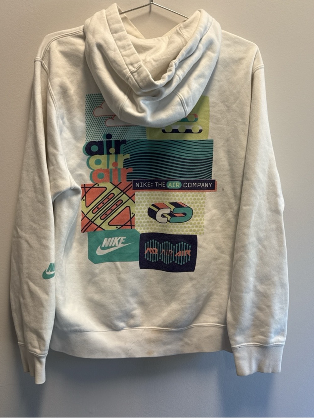 Nike White Multicolor Graphic Pullover Hoodie